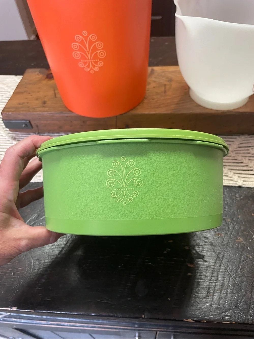 Vintage Tupperware Orange Decorative Kitchen Canister Set (4) with Bonus Items